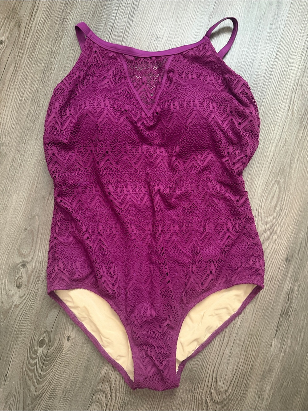 Swimsuits For All Fuchsia Lace One-Piece Swimsuit